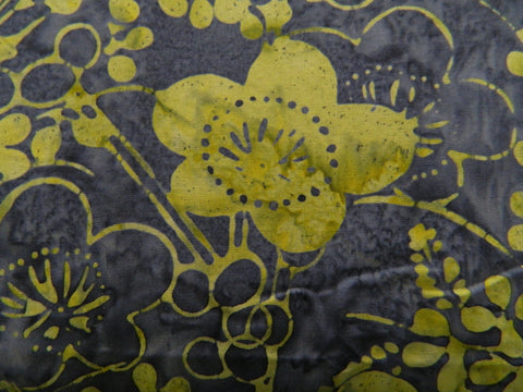 Batik Fabric Floral Green Grey #LOZ 1